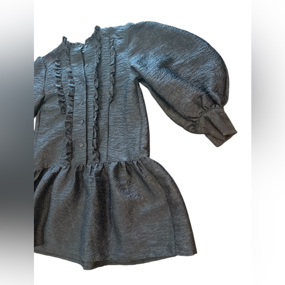 Sister Jane Navy Blue Balloon Sleeve Embroidered Dress Size XS - Picture 5 of 12